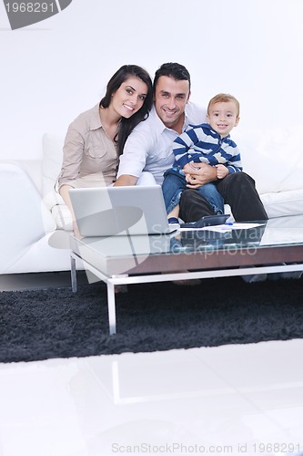 Image of happy young family have fun  at home