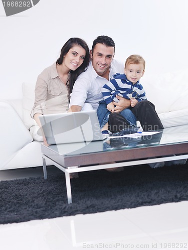 Image of happy young family have fun  at home