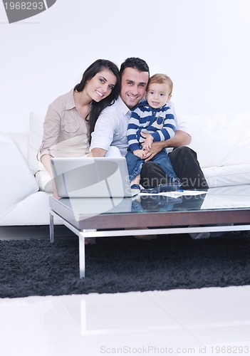 Image of happy young family have fun  at home