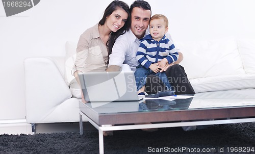 Image of happy young family have fun  at home
