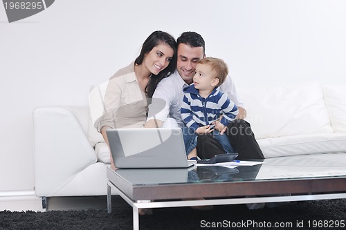 Image of happy young family have fun  at home