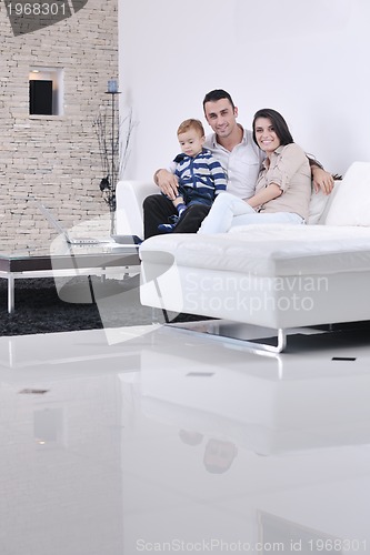 Image of happy young family have fun  at home