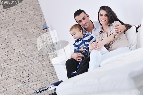 Image of happy young family have fun  at home