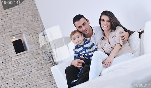 Image of happy young family have fun  at home