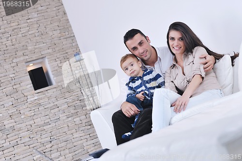 Image of happy young family have fun  at home