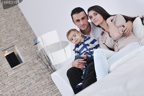 Image of happy young family have fun  at home