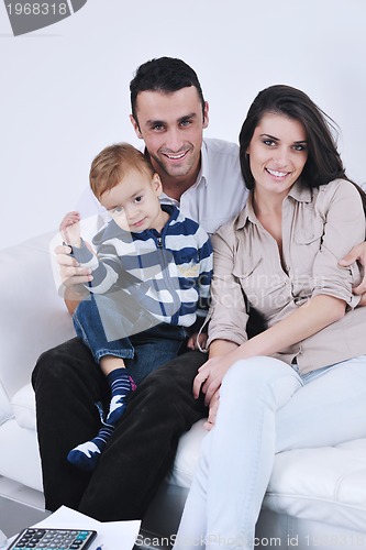 Image of happy young family have fun  at home