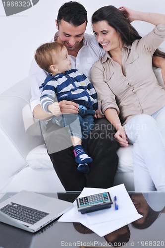 Image of happy young family have fun  at home