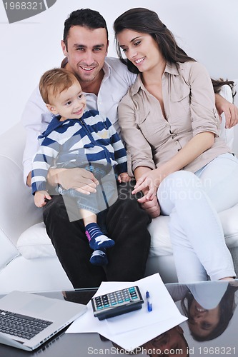 Image of happy young family have fun  at home