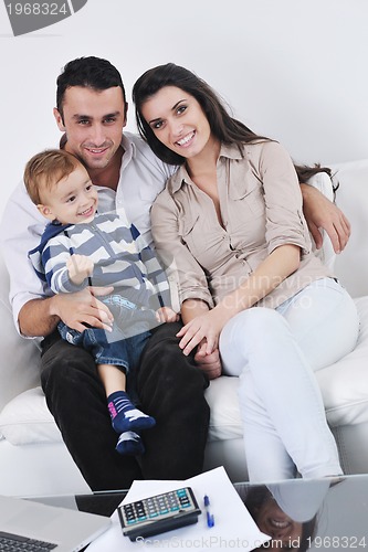 Image of happy young family have fun  at home