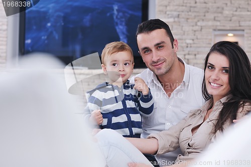 Image of happy young family have fun  at home
