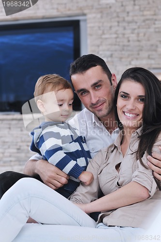 Image of happy young family have fun  at home
