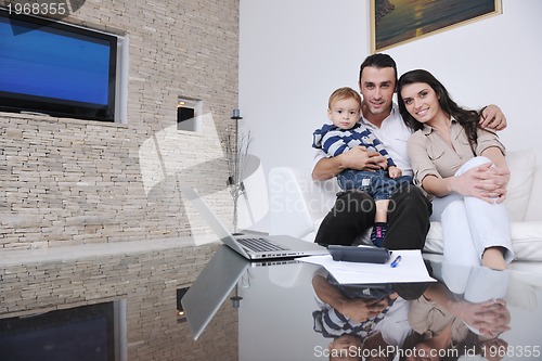 Image of happy young family have fun  at home