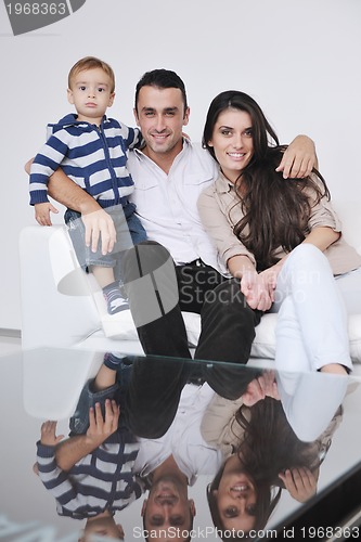 Image of happy young family have fun  at home