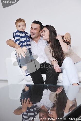 Image of happy young family have fun  at home