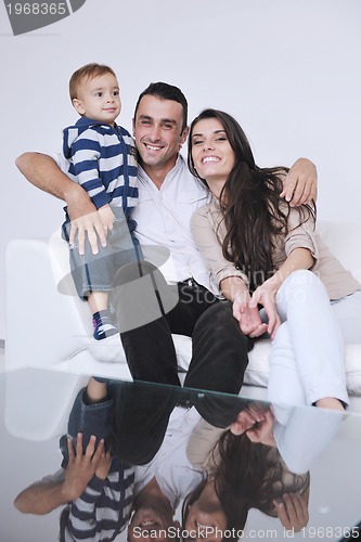 Image of happy young family have fun  at home