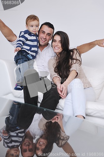 Image of happy young family have fun  at home