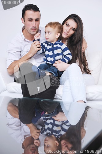 Image of happy young family have fun  at home