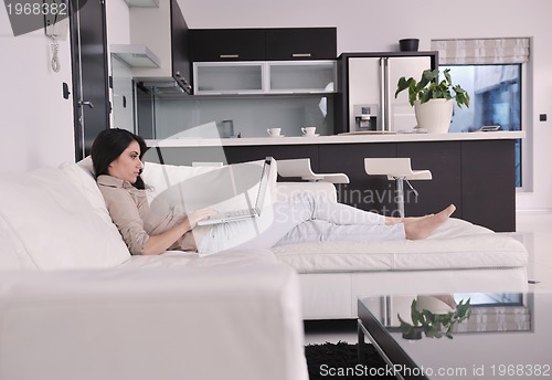 Image of woman work on laptop at home
