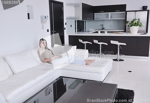 Image of woman work on laptop at home