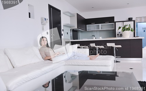 Image of woman work on laptop at home
