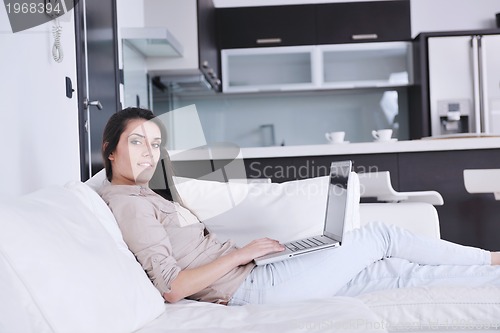Image of woman work on laptop at home