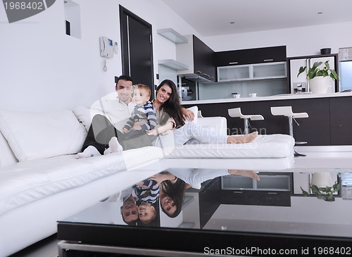 Image of happy young family have fun  at home