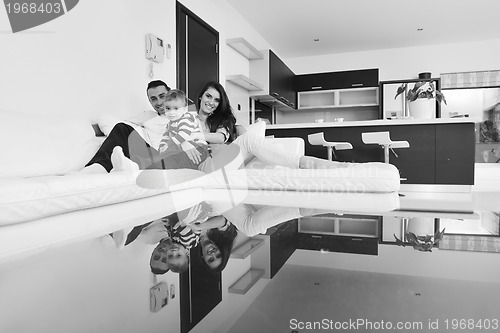 Image of happy young family have fun  at home