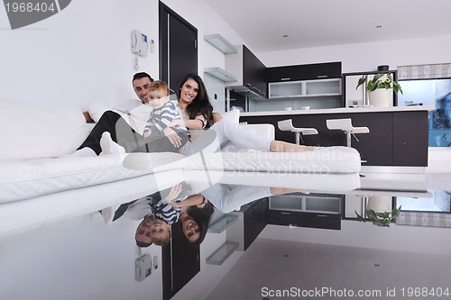 Image of happy young family have fun  at home