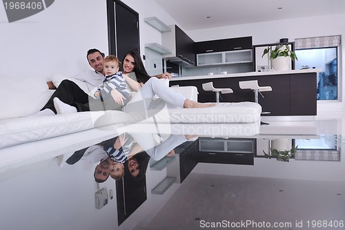 Image of happy young family have fun  at home