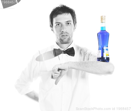 Image of barman portrait isolated on white background