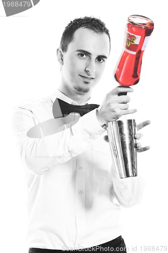 Image of barman portrait isolated on white background