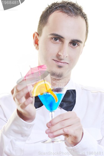 Image of barman portrait isolated on white background