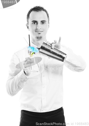 Image of barman portrait isolated on white background