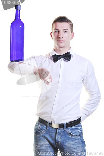 Image of barman portrait isolated on white background