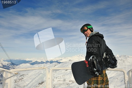 Image of man winter snow ski