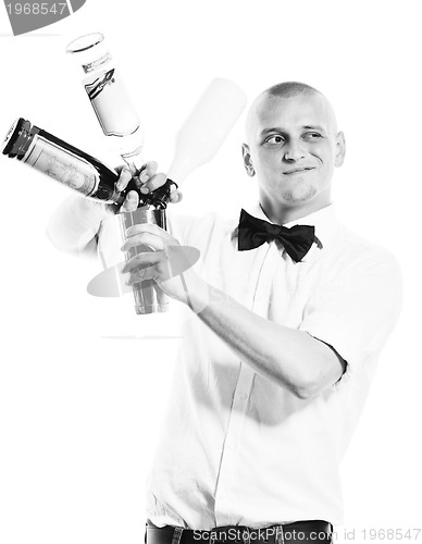 Image of barman portrait isolated on white background