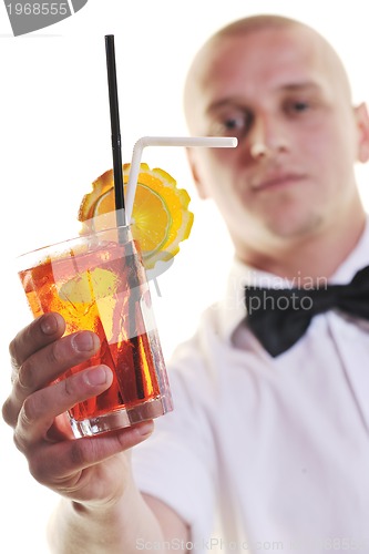 Image of barman portrait isolated on white background