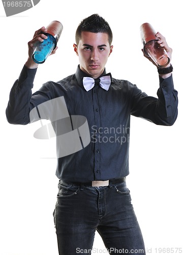 Image of barman portrait isolated on white background