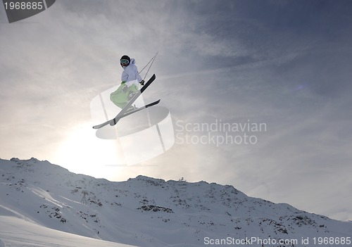 Image of extreme freestyle ski jump