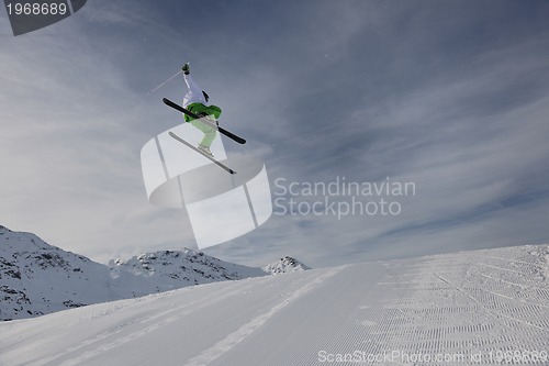 Image of extreme freestyle ski jump