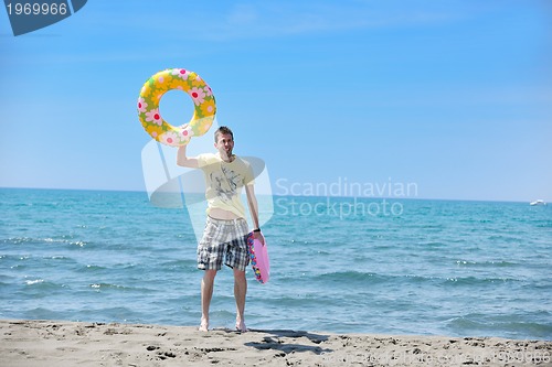 Image of man relax on beach