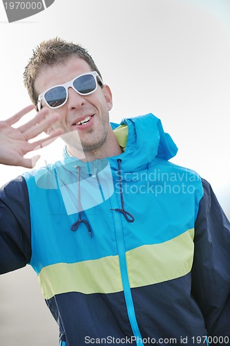 Image of man relax on beach