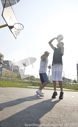 Image of streetball  game at early morning