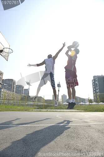 Image of streetball  game at early morning