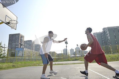 Image of streetball  game at early morning