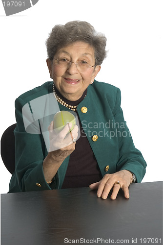 Image of woman eating an apple