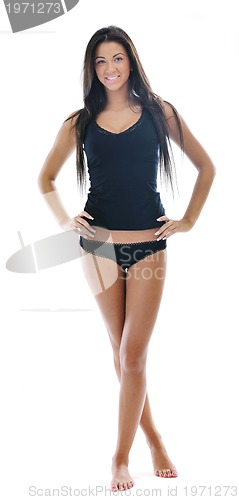 Image of happy young girl isolated on white in studio