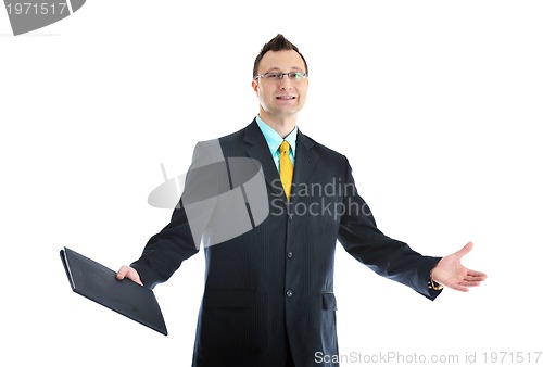 Image of one young businessman isolated