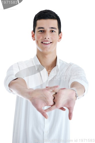Image of one young businessman isolated